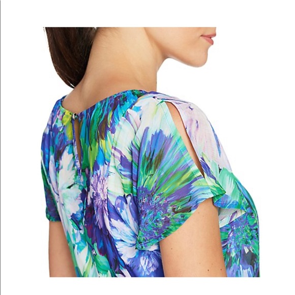 Isaac Mizrahi Floral Print Cold Shoulder Dress - Picture 3 of 7